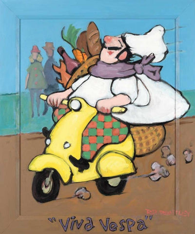 Viva Vespa White Modern Wood Framed Art Print with Double Matting by Bentley, Robert Dewar