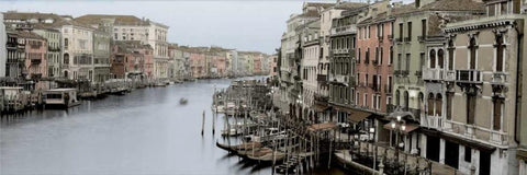 Morning on the Grand Canal Black Ornate Wood Framed Art Print with Double Matting by Blaustein, Alan