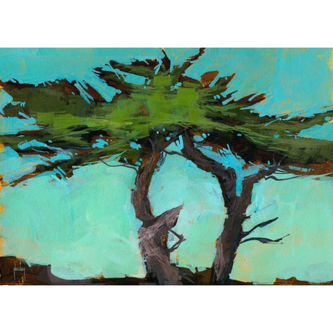 Cypresses Gold Ornate Wood Framed Art Print with Double Matting by Bailey, Paul