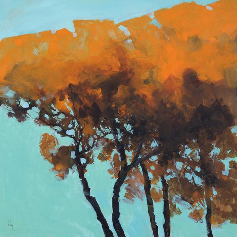 Five Trees Black Modern Wood Framed Art Print by Bailey, Paul