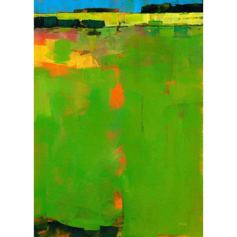 Green Field White Modern Wood Framed Art Print by Bailey, Paul