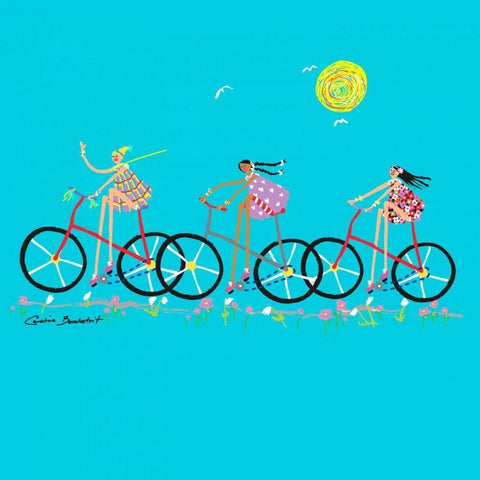 Tour de Girls Black Modern Wood Framed Art Print with Double Matting by Benchetrit, Caroline