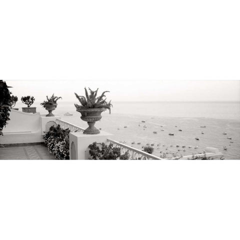 Positano Terrazza Vista White Modern Wood Framed Art Print by Blaustein, Alan