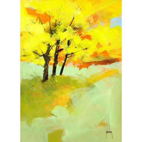 Autumn Trio Black Modern Wood Framed Art Print with Double Matting by Bailey, Paul