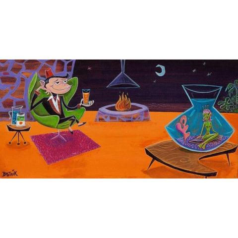 Sea Monkey Gold Ornate Wood Framed Art Print with Double Matting by Beatnik (Graeme Mckim)