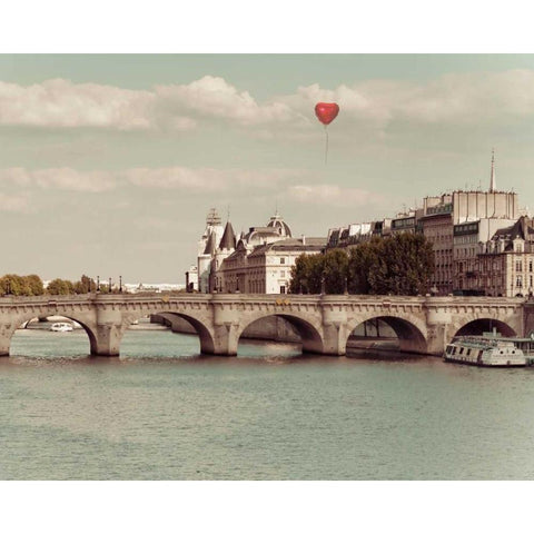 Paris Bridges White Modern Wood Framed Art Print by Bevan, Keri