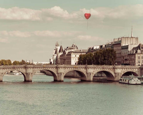 Paris Bridges White Modern Wood Framed Art Print with Double Matting by Bevan, Keri