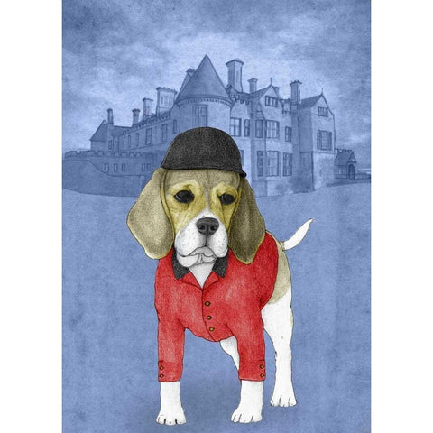 Beagle with Beaulieu Palace Black Modern Wood Framed Art Print with Double Matting by Barruf