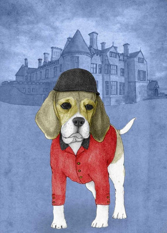 Beagle with Beaulieu Palace White Modern Wood Framed Art Print with Double Matting by Barruf