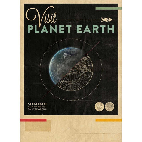 Visit Planet Earth Black Modern Wood Framed Art Print with Double Matting by Beer, Hannes