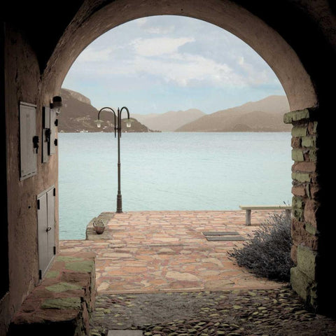 Lakeside Portal Promenade Black Modern Wood Framed Art Print by Blaustein, Alan