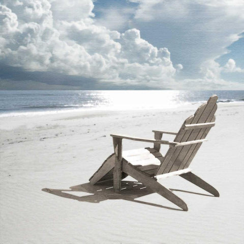 Solitary Beach Chair Black Ornate Wood Framed Art Print with Double Matting by Bay, Noah