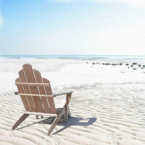Beach Chair White Modern Wood Framed Art Print by Bay, Noah