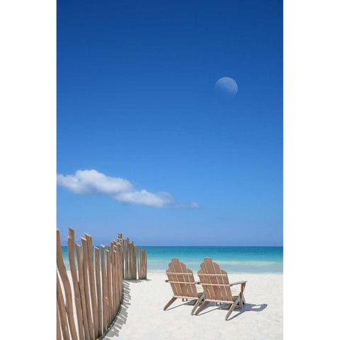 Chairs under the Moon Black Modern Wood Framed Art Print with Double Matting by Bay, Noah