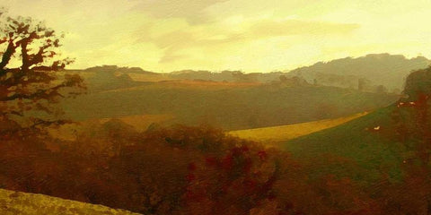 Rolling Hills White Modern Wood Framed Art Print with Double Matting by Bay, Noah