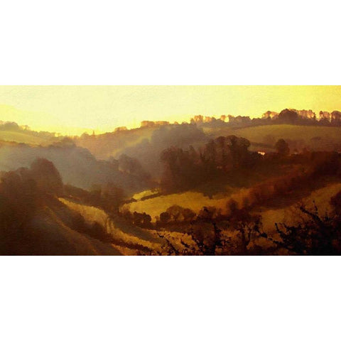 Misty Valley White Modern Wood Framed Art Print by Bay, Noah