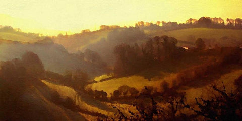 Misty Valley White Modern Wood Framed Art Print with Double Matting by Bay, Noah