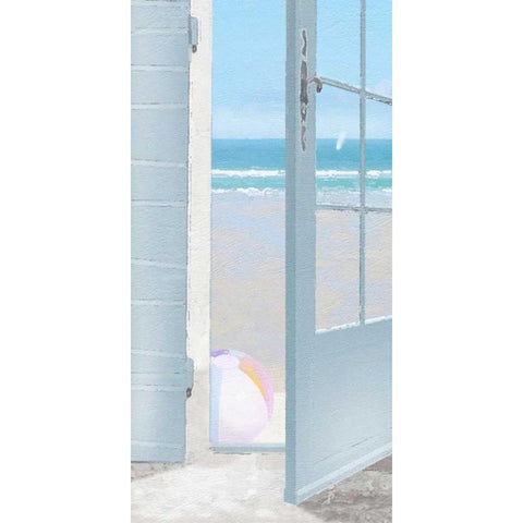 Beach Ball Black Modern Wood Framed Art Print with Double Matting by Bay, Noah