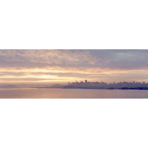 City Sunrise on the Bay Black Modern Wood Framed Art Print with Double Matting by Blaustein, Alan