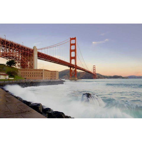 Golden Gate Bridge at Dawn White Modern Wood Framed Art Print by Blaustein, Alan