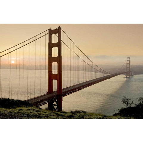 Golden Gate Sunrise #2 White Modern Wood Framed Art Print by Blaustein, Alan