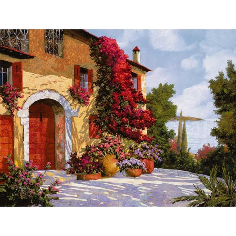 Bouganville White Modern Wood Framed Art Print by Borelli, Guido