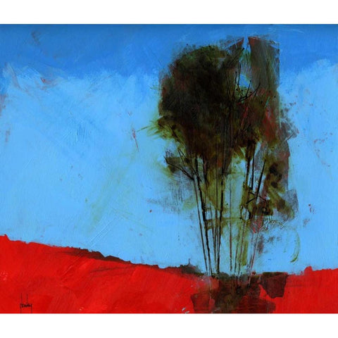Cyan and Red Black Modern Wood Framed Art Print with Double Matting by Bailey, Paul