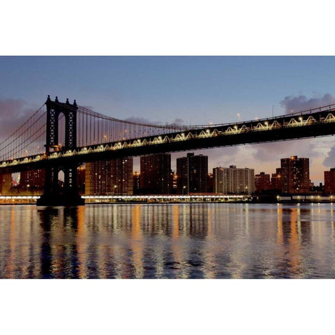 Manhattan Bridge at Dawn Black Modern Wood Framed Art Print with Double Matting by Blaustein, Alan