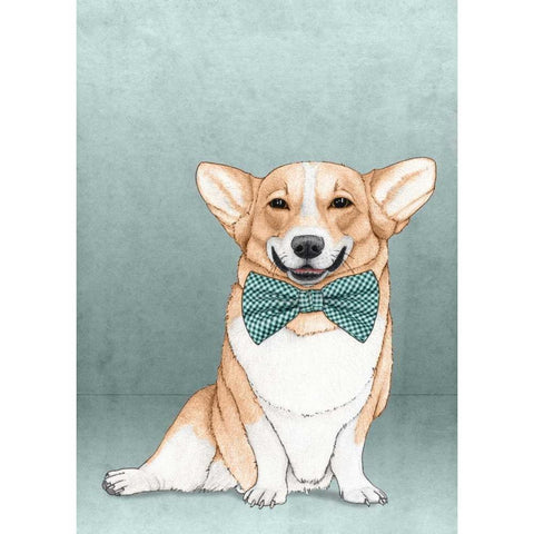 Corgi Dog White Modern Wood Framed Art Print by Barruf