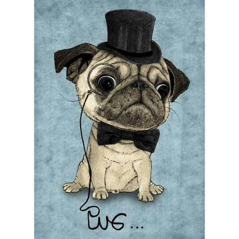 Gentle Pug Gold Ornate Wood Framed Art Print with Double Matting by Barruf