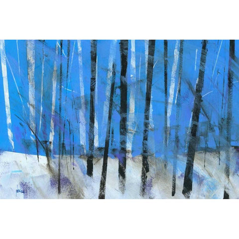 Birch and Black Ash Saplings Black Modern Wood Framed Art Print by Bailey, Paul