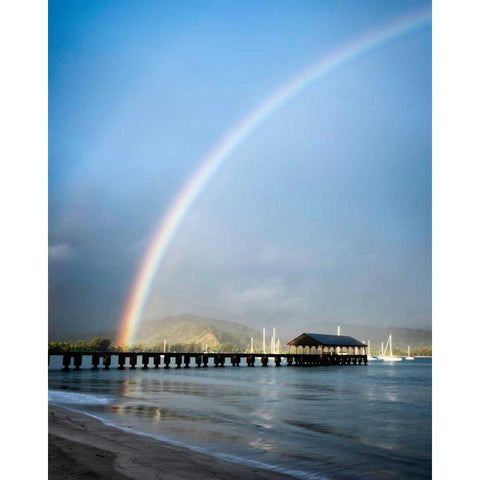 Rainbows at Hanalei II White Modern Wood Framed Art Print by Burt, Daniel