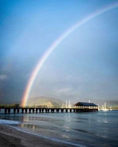 Rainbows at Hanalei II White Modern Wood Framed Art Print with Double Matting by Burt, Daniel