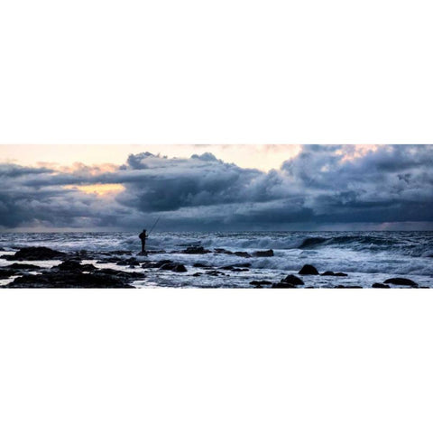 Surf Fishing White Modern Wood Framed Art Print by Burt, Daniel