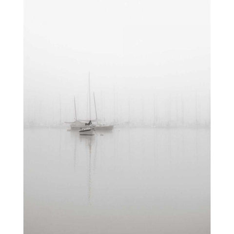 Sailboats Black Modern Wood Framed Art Print with Double Matting by Bell, Nicholas