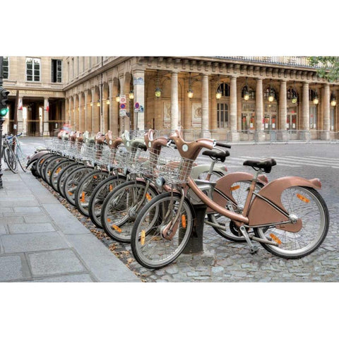 Paris Cycles 1 Black Modern Wood Framed Art Print with Double Matting by Blaustein, Alan
