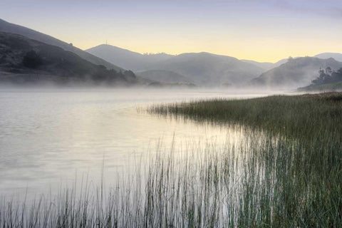 Crescent Beach Calm 1 White Modern Wood Framed Art Print with Double Matting by Blaustein, Alan
