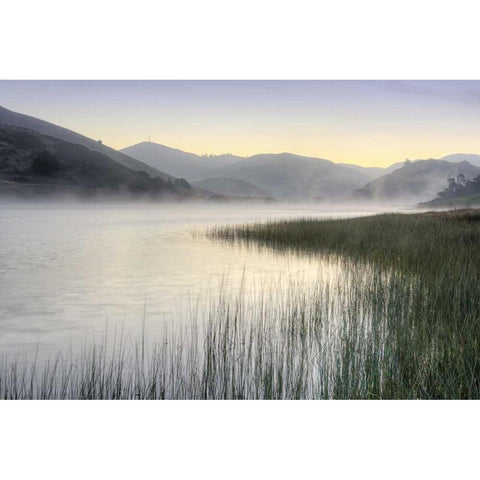 Crescent Beach Calm 1 Black Modern Wood Framed Art Print with Double Matting by Blaustein, Alan