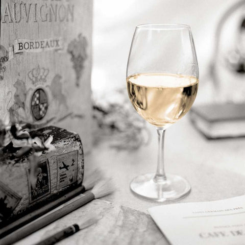 Vin Blanc Black Modern Wood Framed Art Print by Blaustein, Alan