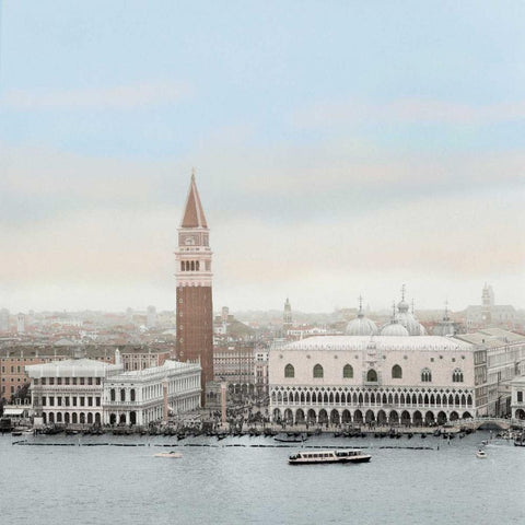 Piazza San Marco Vista White Modern Wood Framed Art Print with Double Matting by Blaustein, Alan