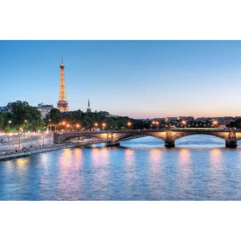 Twilight on the Seine White Modern Wood Framed Art Print by Blaustein, Alan