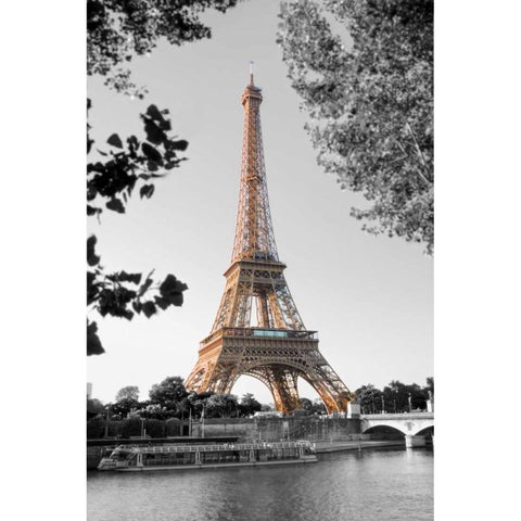 Matin sur la Seine Black Modern Wood Framed Art Print by Blaustein, Alan