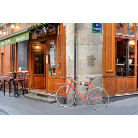 Orange Bicycle, Paris Gold Ornate Wood Framed Art Print with Double Matting by Blaustein, Alan