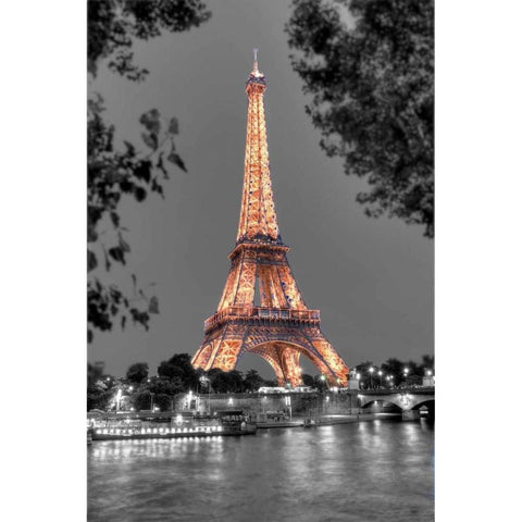 Nuit sur la Seine Black Modern Wood Framed Art Print by Blaustein, Alan