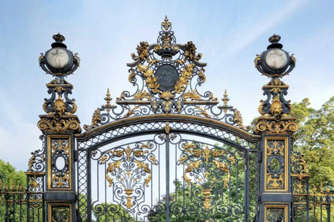 Park Monceau Gates White Modern Wood Framed Art Print with Double Matting by Blaustein, Alan