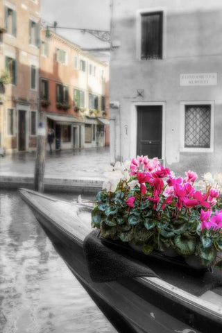 Canal Fiori #1 Black Ornate Wood Framed Art Print with Double Matting by Blaustein, Alan