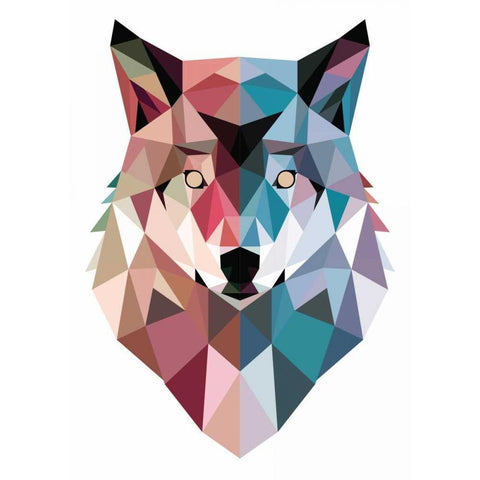 Geo Wolf Black Modern Wood Framed Art Print with Double Matting by Buxton, Michael