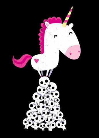 Killer Unicorn Black Ornate Wood Framed Art Print with Double Matting by Buxton, Michael