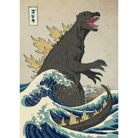 The Great Monster off Kanagawa Gold Ornate Wood Framed Art Print with Double Matting by Buxton, Michael