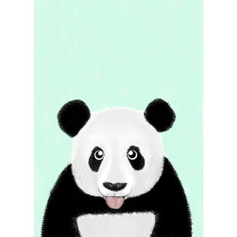 Cute Panda Black Modern Wood Framed Art Print with Double Matting by Barruf